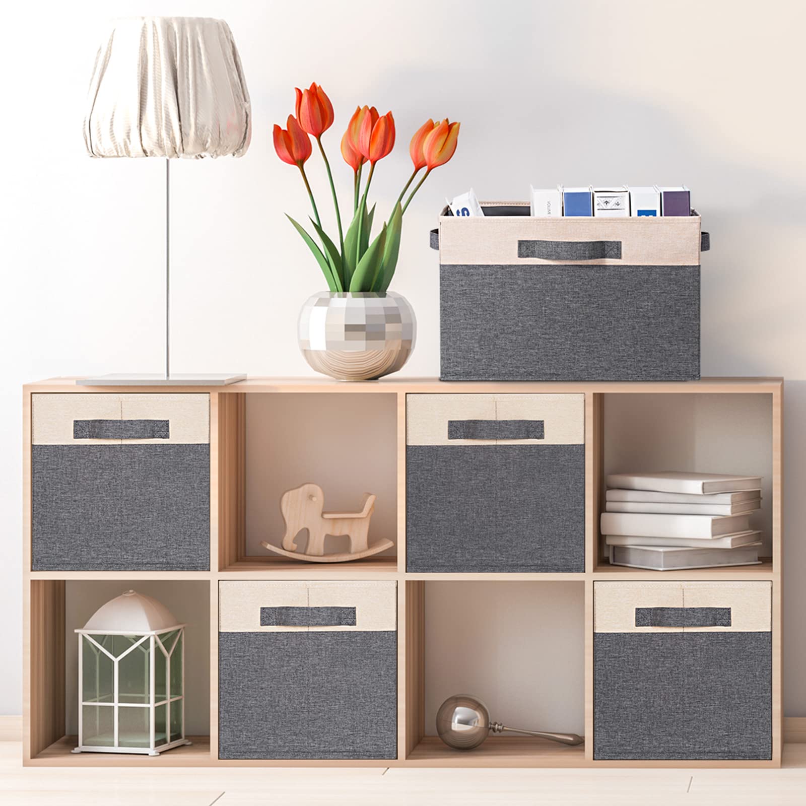 Ghvyennttes Large Fabric Storage Bins For Shelves With 3 Handles, 15X11X9.6 Inch Closet Storage Bins, Sturdy Foldable Storage Ba